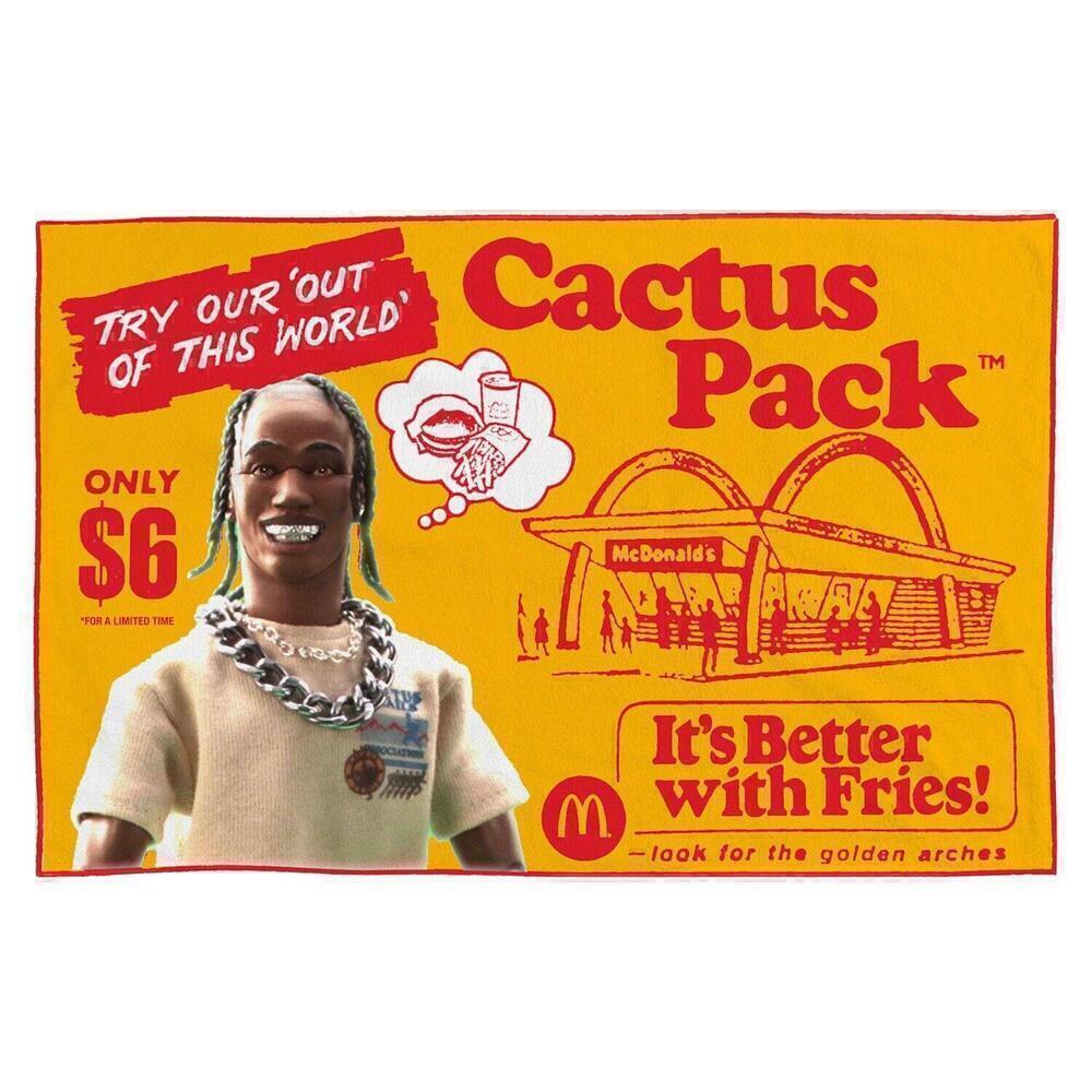 IN HAND SHIP ASAP TRAVIS SCOTT x MCDONALDS Cactus Jack Cactus Pack Vtg Blanket - Picture 1 of 5